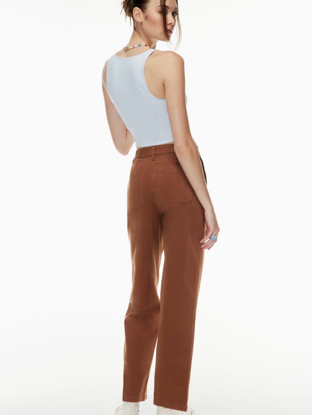 Aritzia Sun-deh Brown High-Waist Straight Trousers
